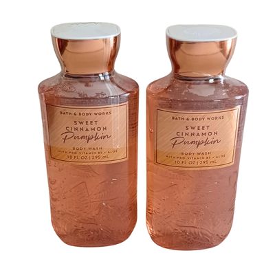 Bath &amp; Body Works Shea + Vitamin E Shower Gel, Set of 2, 10oz Each (Sweet Cinnamon Pumpkin)