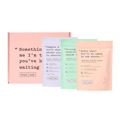 Frank Body Scrub Variety Pack | Natural, Vegan, Cruelty Free Exfoliating Body Scrub | Includes Original Coffee, Cacao, &amp; Coconut Coffee Scrubs | 3 x 7.05 oz / 200 g