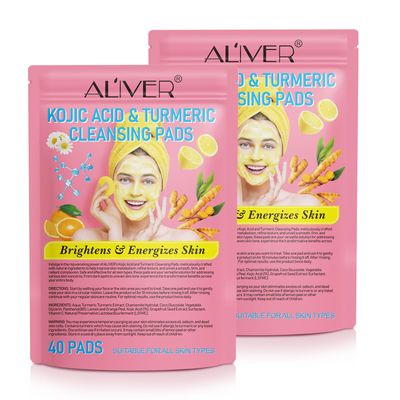 2 Pack Turmeric Cleansing Pads, Turmeric Exfoliating Pads for Face, Turmearic Cleansing Pads with Vitamin B5, Vitamin C, Turmeric Pads Infused Foaming Exfoliating Pads