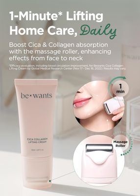 BE+WANTS [K-Beauty] Bewants Neck Lifting &amp; Firming Cream with Centella Asiatica | Vegan Hyaluronic Acid | Neck Firming Cream Tightening Lifting Sagging Skin with Gua Sha Roller | Korean Skincare
