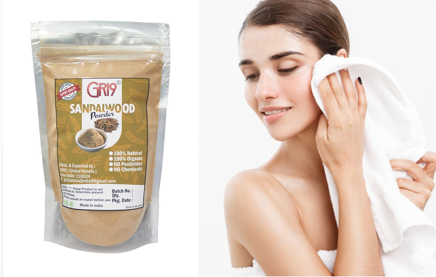 GRI9 Pure Natural Herbals White Sandalwood (Chandan) Face Pack (Mask) Face Powder And Facial Scrub Sandalwood Powder For Face (50 Grams (1.77 Ounce))