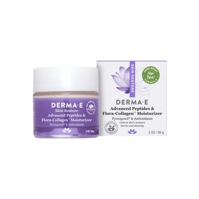 DERMA-E Advanced Peptides and Vegan Flora-Collagen Moisturizer - Double Action Collagen Face Cream with Peptide Complex - Intensely Hydrating Face Moisturizer for Lines, Wrinkles and Redness, 2 Oz