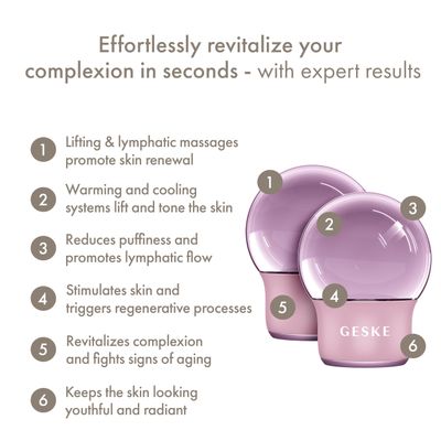 GESKE SmartAppGuided Cool & Warm Face & Body Massager | 7 in 1 | Multifunctional Massager | Face & Body | Battery-free Cooling & Warming | Firms, Relaxes & De-Puffs Skin | Globular Design
