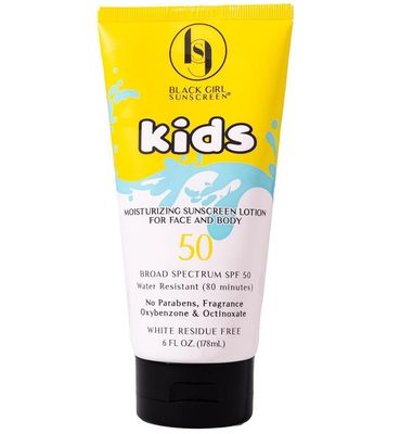 BLACK GIRL SUNSCREEN Large Kids SPF 50 Sunscreen Lotion, 6 Oz Vegan &amp; Water-Resistant, Will not Leave White Residue (6 Fl. Oz.)
