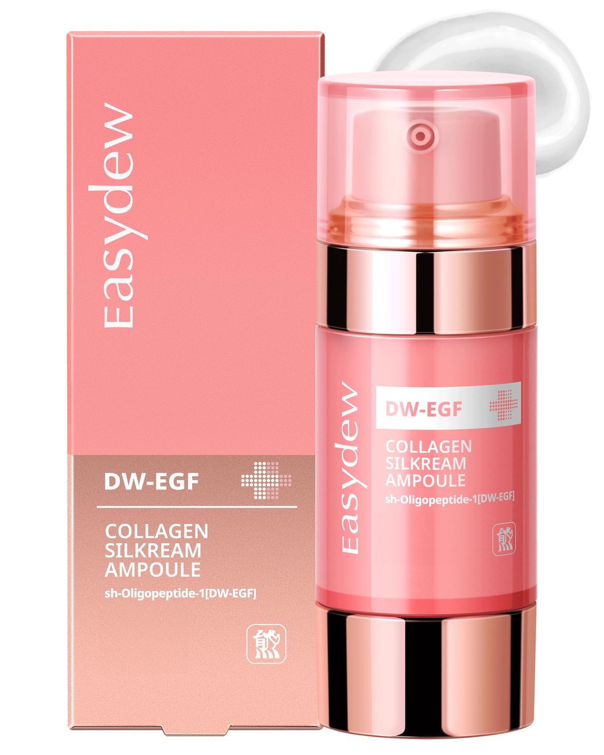EASYDEW DW-EGF 55% Collagen Silkream Ampoule- Korean Facial Serum for Firmness &amp; Elasticity with EGF Peptides, Amino Acids - Day &amp; Night Age-Defying Silky Smooth Skincare, 1.86oz.