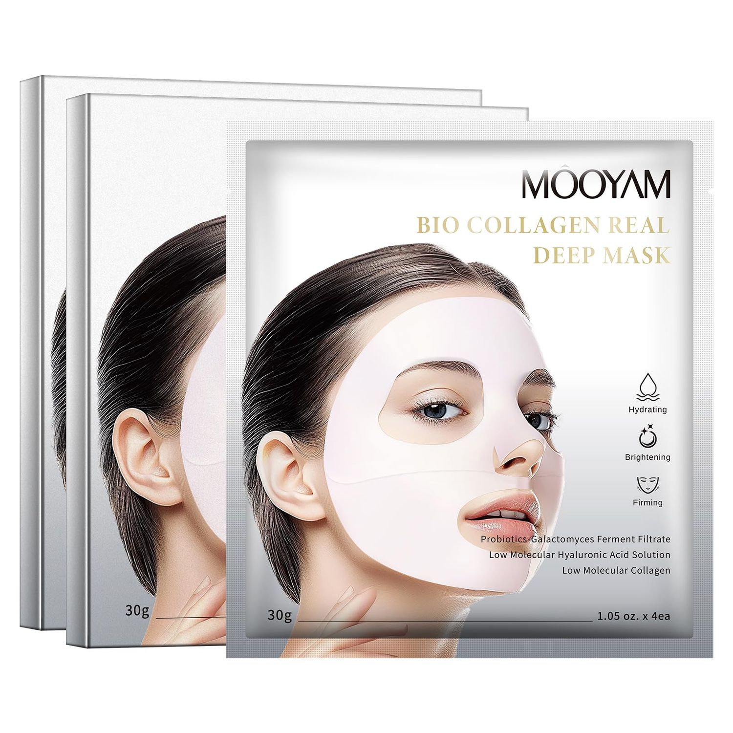 GUOYAOLIFU BIO Collagen Real Deep Mask Hydrating Overnight Hydrogel Mask Low Molecular Weight Collagen for Lifting, Firming, and Moisturizing 8 Packs