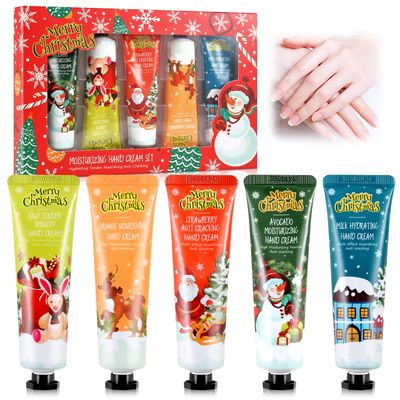 Boobeen 5 Pack Hand Cream Christmas Gift Set, Hand Lotion for Dry Cracked Hands, Hand Cream for Women Men Nourishing and Moisturizing, Portables Hand Care Cream Various Fragrances