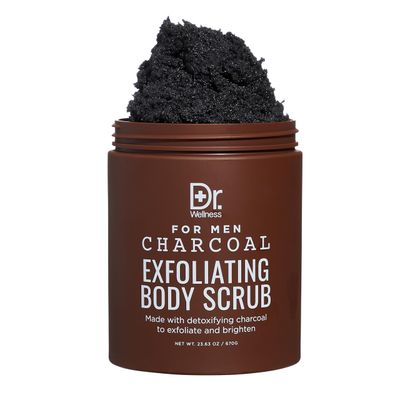 Dr. Wellness Body Scrub for Men- Ultimate Exfoliating Scrub Infused with Charcoal, Mens Body Wash in Jar with Twist Top, 23 oz, For All Skin Types