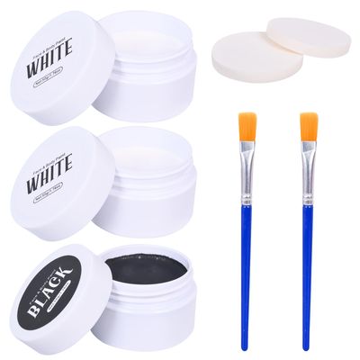 Halloween Makeup Black and White Face Paint, Halloween Face Paint 7pcs for Adult, Large Capacity Facepaint for Clown SFX Zombie Special Effects Makeup, Halloween Makeup Kit with Brushes &amp; Sponges