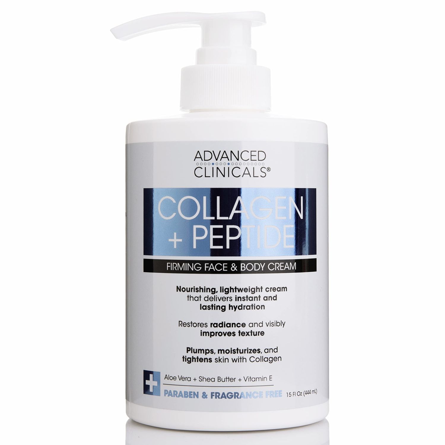 Advanced Clinicals Collagen Lotion + Peptide Cream Dry Skin Rescue Face &amp; Body Moisturizing Skin Care Cream To Lift, Firm, &amp; Tighten, Anti Aging Skincare Moisturizer Hydrates Skin, Large 15 Fl Oz