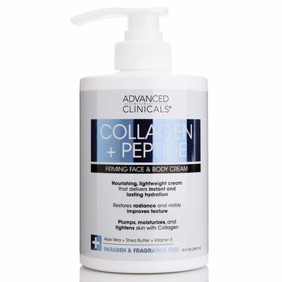 Advanced Clinicals Collagen Lotion + Peptide Cream Dry Skin Rescue Face &amp; Body Moisturizing Skin Care Cream To Lift, Firm, &amp; Tighten, Anti Aging Skincare Moisturizer Hydrates Skin, Large 15 Fl Oz