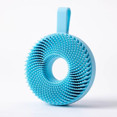 FOTN Ultra-Soft Round Silicone Bath Brush descaling Bath Silicone Brush Travel Portable face wash Cleansing Brush (Orange Color) (Blue)