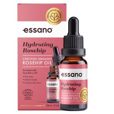 Essano Rosehip Oil for Face Organic Cold Pressed, Skin Care & Body Care with Vitamin E, Polyphenols, Natural Facial Oil & Body Oil to Support Appearance of Fine Lines & Wrinkles, Cruelty Free, 20ml