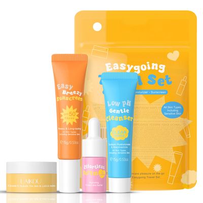 Ceramide Skincare SetTravel Friendly Face Routine Set for Women/GirlsBeauty Christmas Gift Sets Skin Care Set Gifts for Women and Teenage Girls with Cleanser, Serum, Sunscreen, Cream 4Pcs