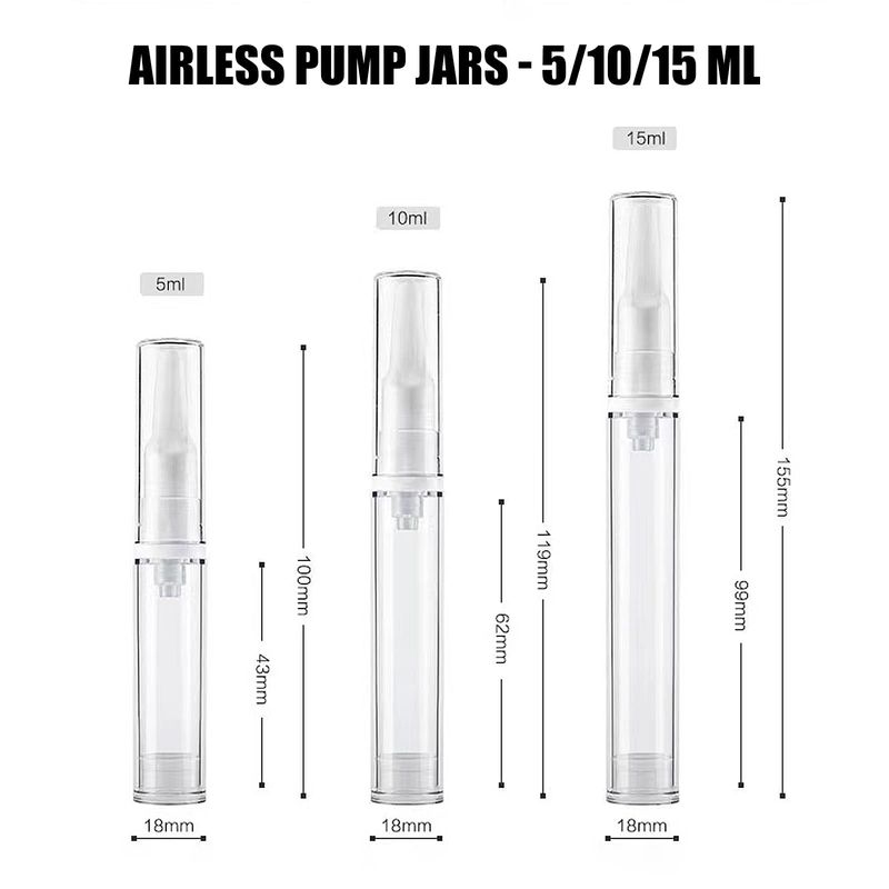 Airless Pump Jars, Traveling Airless Pump Bottles Set, Empty Refillable Cosmetic Airless Pump Jar Travel Foundation Container Dispenser for Eye Face Cream Lotion Skincare Serum, 10ml