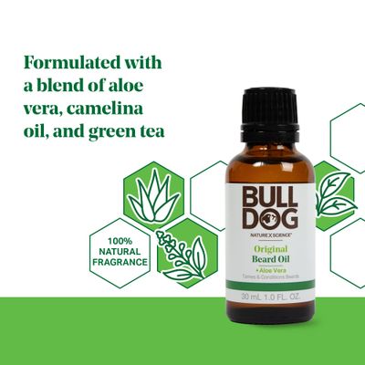 Bulldog Mens Skincare and Grooming Original Beard Oil for Men with Aloe, Camelina &amp; Green Tea, 1 Fl. Oz.