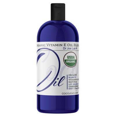 Dr Joe Lab Vitamin E Oil for Skin, Organic Vitamin E Oil for Hair, Face, Liquid Vitamin E, Vitamin E Body Oil, 100% Pure Natural Cold Pressed Unrefined, Moisturizes &amp; Nourishes, Non GMO - 32 Oz
