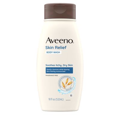 Aveeno Skin Relief Fragrance-Free Body Wash with Triple Oat Formula, Gentle Daily Cleanser for Sensitive Skin Leaves Itchy, Dry Skin Soothed &amp; Feeling Moisturized, Sulfate-Free, 18 fl. oz