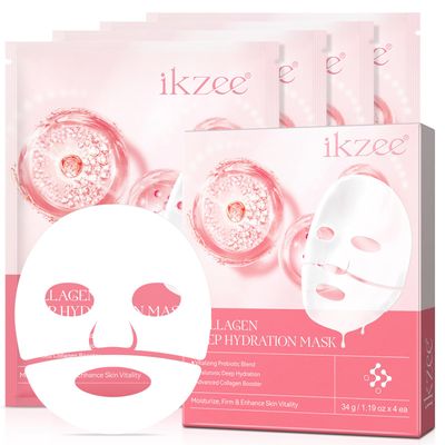Collagen Face Mask 4PCS, Deep Collagen Overnight Mask, Collagen Night Wrapping Mask, Deep Collagen Anti Wrinkle Lifting Mask, Deep Collagen Mask for Skin Care, Enhancing Skin Vitality