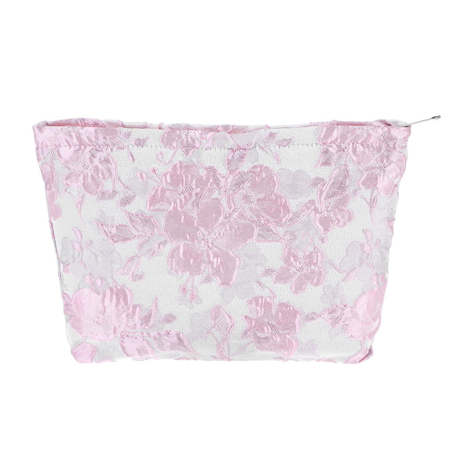 Flower Cosmetic Bags, Large Aesthetic Makeup Bag Travel Makeup Bag Mid-day Clutch Cute Skincare Bag Portable Toiletry Bag for Women Girls Organizer Storage Accessories (Embossed pink)