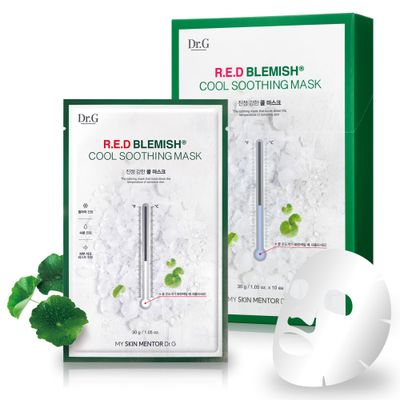 Dr.G Red Blemish Daily Cool Soothing Korean Face Mask - Deep Hydration for Irritated, Sensitive Skin - Face Masks Skincare Korean, Korean Sheet Mask, Korean Skin Care Mask, K Beauty - Pack of 10