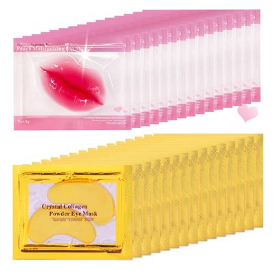30 Pairs 24k Gold Eye Masks &amp; Lip Masks, Crystal Collagen Under Eye Patches for Puffy Eyes, Anti-Aging Eye and Lip Masks for Moisturizing, Reducing Fine Lines Dark Circle