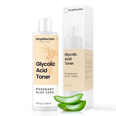 Glycolic Acid Toner for Face - Facial Toning Solution - 8% Glycolic Acid - Hydrating, Anti-Aging, Exfoliating Face Toner for Women &amp; Men - with AHA, Aloe Vera, &amp; Rosemary Extract Skin Toner - 8 Fl Oz