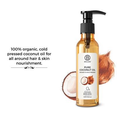 BRILLARE Pure Coconut Oil, Natural &amp; Cold Pressed, For All Hair Type &amp; Skin Care, Repairs Damage &amp; Helps in Hair Regrowth, 200ml