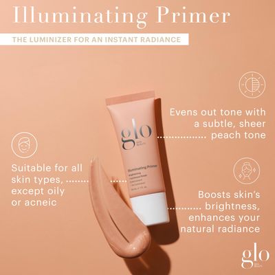 Glo Skin Beauty Illuminating Primer with Vitamin C - Brighten & Correct Skin Tone for Smoother Makeup Application, Radiant Glass Skin Finish, for All Skin Types