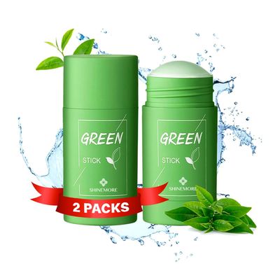 Green Tea Clay Stick for Face: Blackhead Remover Mask With Green Tea Extract Green Clay Mask for Deep Pore Cleansing Moisturizing Brightening for Men and Women All Skin Types (2PCS)