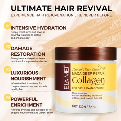 Btefls Collagen Hair Mask - 7.4 Fl Oz, Deep Hydration &amp; Repair for Dry, Damaged Hair, Natural Collagen Mask for Hair Treatment, Suitable for All Hair Types