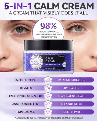 2024 Updated Magnesium Calm Cream:[Better Sleep][Calms Soothes] Magnesium Cream Relief Moisturizer, Hydrating, Nighttime Magnesium Lotion with Lavender Essential Oils, Sensitive Skin Friendly2PC)