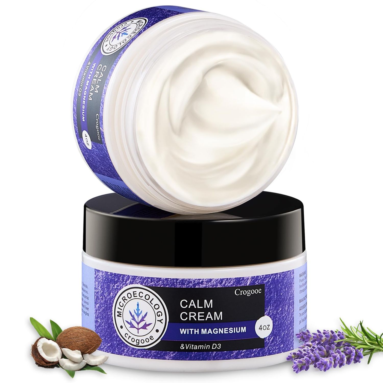 2024 Updated Magnesium Calm Cream:[Better Sleep][Calms Soothes] Magnesium Cream Relief Moisturizer, Hydrating, Nighttime Magnesium Lotion with Lavender Essential Oils, Sensitive Skin Friendly2PC)