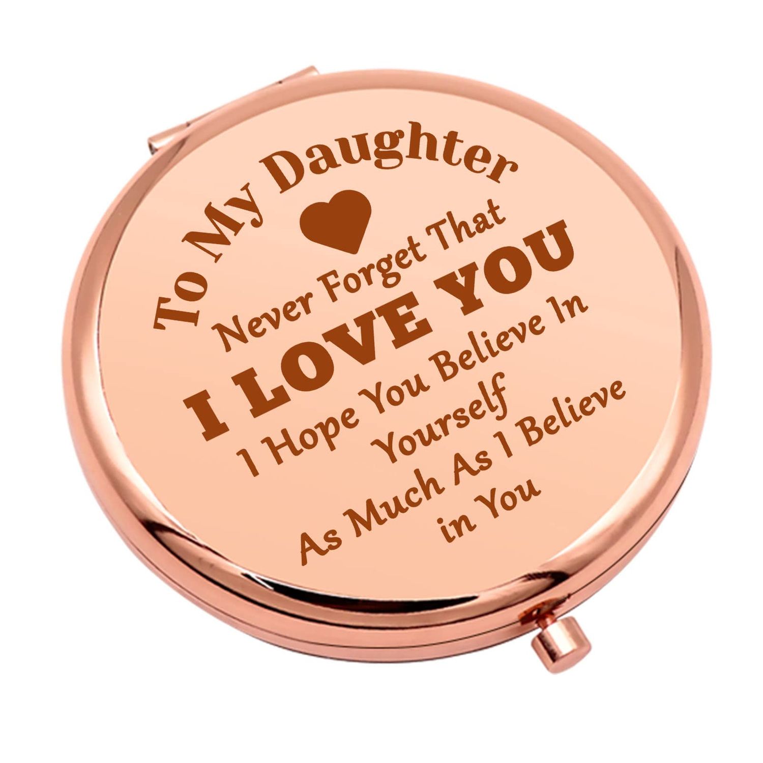 Daughter Gifts from Mom Dad Birthday Gifts for Daughter Compact Mirror for Bonus Daughter Graduation Gifts for Her Inspirational Gifts Folding Makeup Mirror Christmas Wedding Gifts