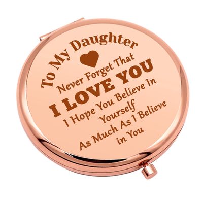 Daughter Gifts from Mom Dad Birthday Gifts for Daughter Compact Mirror for Bonus Daughter Graduation Gifts for Her Inspirational Gifts Folding Makeup Mirror Christmas Wedding Gifts