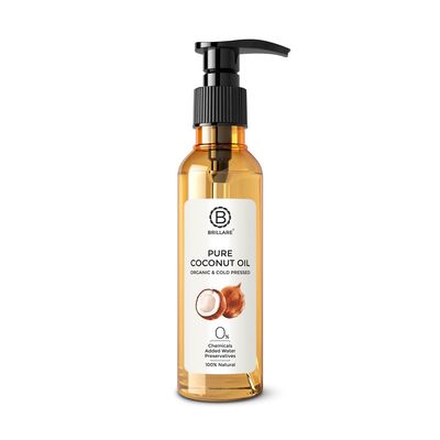 BRILLARE Pure Coconut Oil, Natural &amp; Cold Pressed, For All Hair Type &amp; Skin Care, Repairs Damage &amp; Helps in Hair Regrowth, 200ml