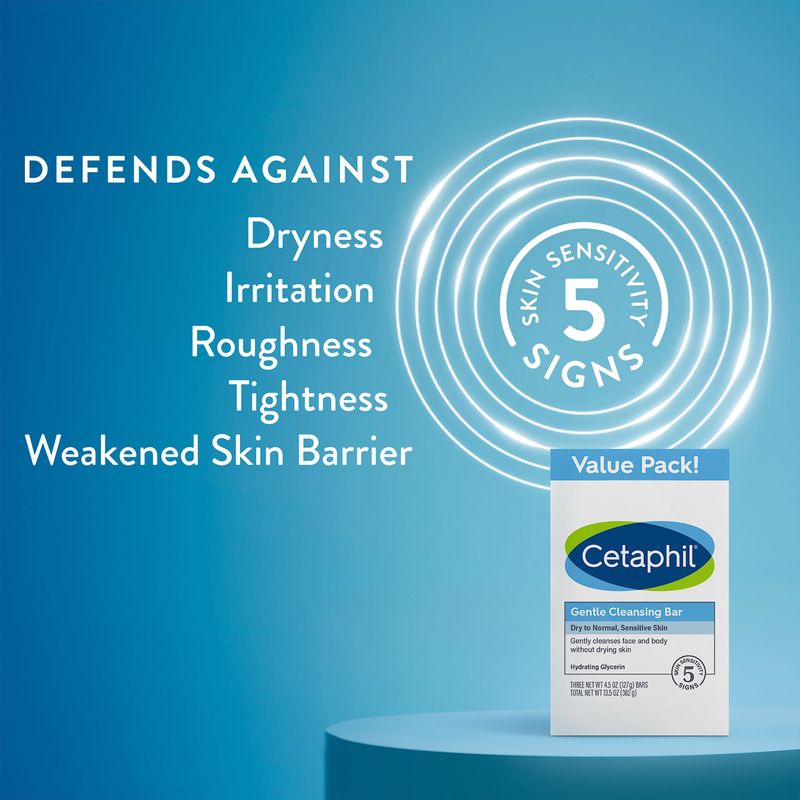 CETAPHIL Gentle Cleansing Bar, 4.5 oz Bar (Pack of 3), Nourishing Cleansing Bar For Dry, Sensitive Skin, Non-Comedogenic, Non-Irritating For Sensitive Skin