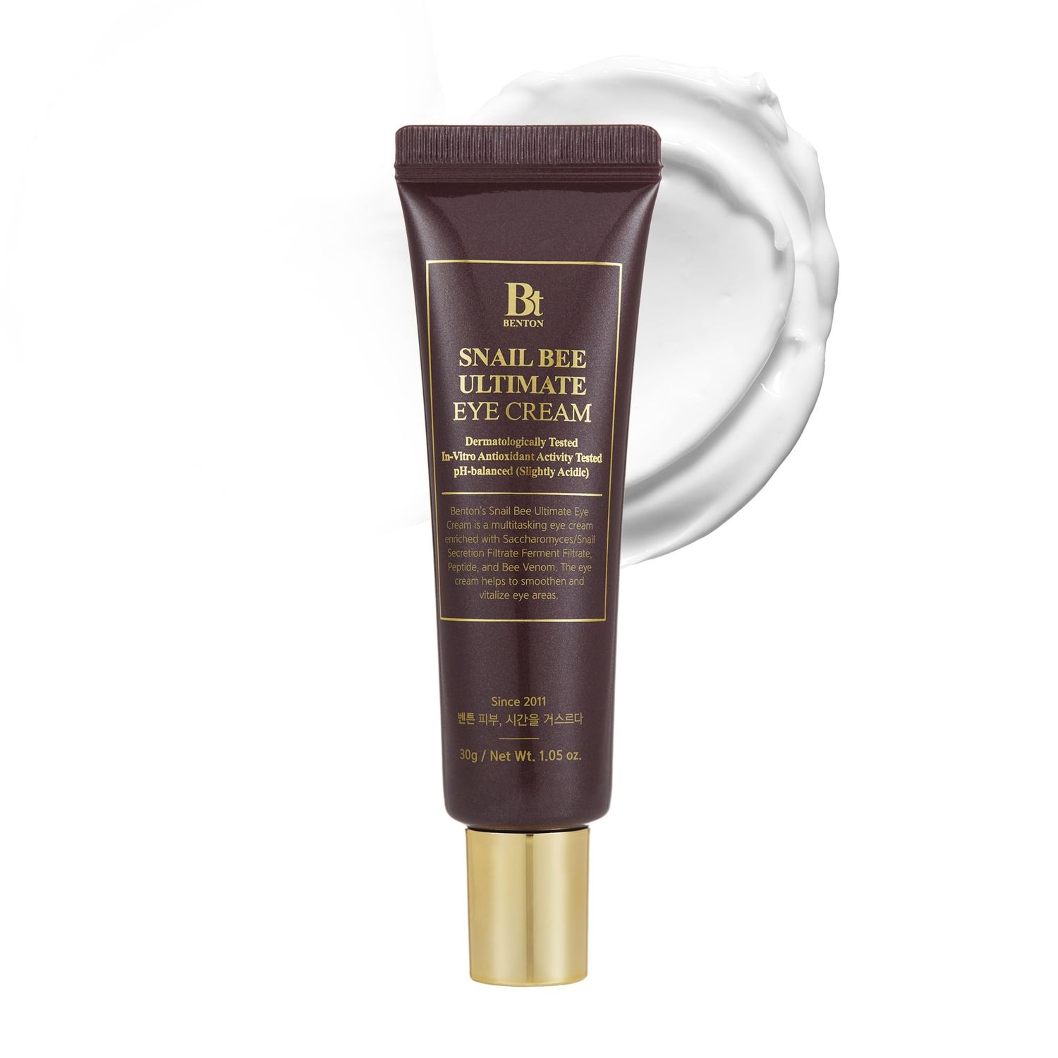 BENTON Snail Bee Ultimate Eye Cream - Snail Mucin Serum with Niacinamide &amp; Peptides | Korean Eye Cream For Dark Circles and Puffiness (1.05 oz)