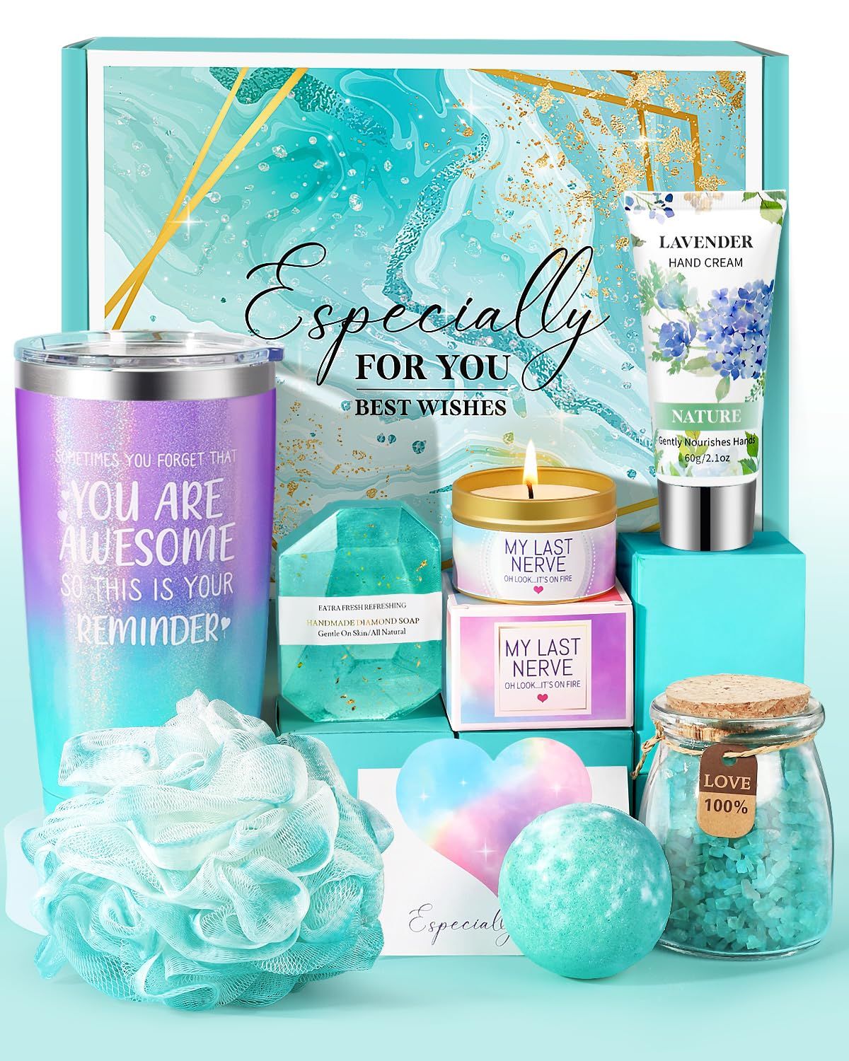 Birthday Gifts for Women, Happy Birthday Gift Basket for Women, Relaxing Spa Gifts Basket Self Care Gifts, Birthday Gifts Box Ideas for Her Mom Friends Sister Female Mothers Day Birthday Valentines