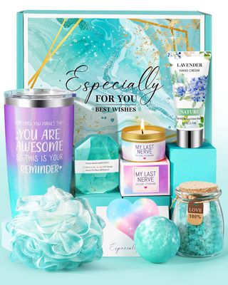 Birthday Gifts for Women, Happy Birthday Gift Basket for Women, Relaxing Spa Gifts Basket Self Care Gifts, Birthday Gifts Box Ideas for Her Mom Friends Sister Female Mothers Day Birthday Valentines