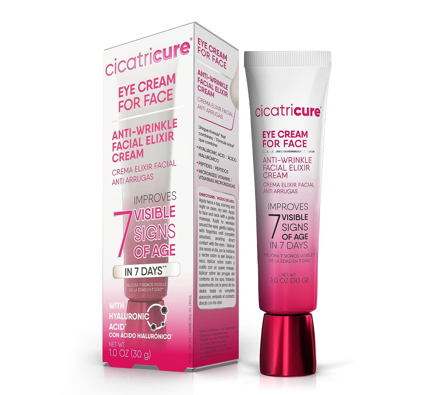 Cicatricure Eye Cream for Face: 7-in-7 Anti-Wrinkle, Peptides &amp; Vitamins Reduce 7 Aging Signs in 7 Days, Hydrating, Oil-Free, 1oz