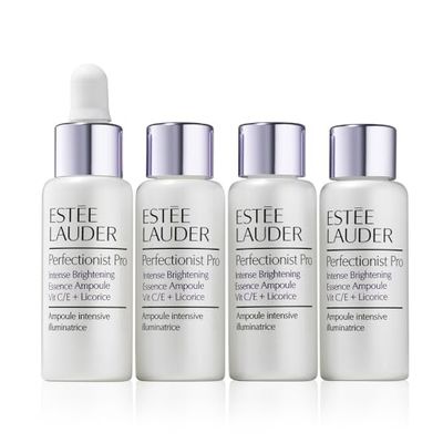 Este Lauder Perfectionist Pro Treatment Intense Brightening Essence Serum Ampoule with Vitamin C/E + Licorice | Targets Dark Spots, 0.34 Fl Oz (Pack of 4)