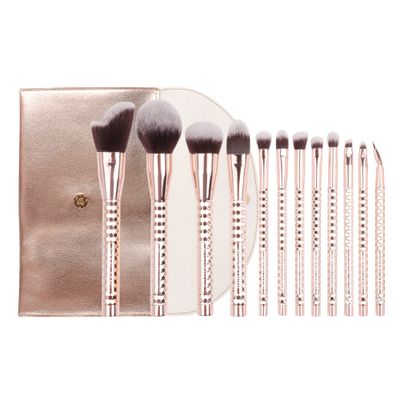 Ceppin Makeup Brush Set 12Pcs with Bag, Makeup Set for Premium Synthetic Kabuki Brush Powder Foundation Contour Blush Concealer Eye Shadow Blending Liner Eyebrow Lip, Rose Golden