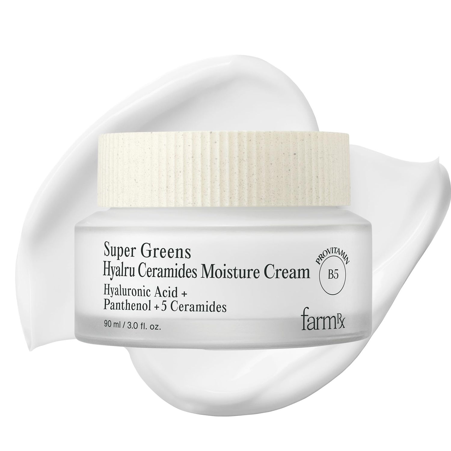 Farm Rx Super Greens Hyalru Ceramides Moisture Cream (3fl oz) - Rich Moisturizer, Strengthen Moisture Barrier, Deep Hydration. Korean Skin Care. Hyaluronic Acid, Panthenol, Vegan.