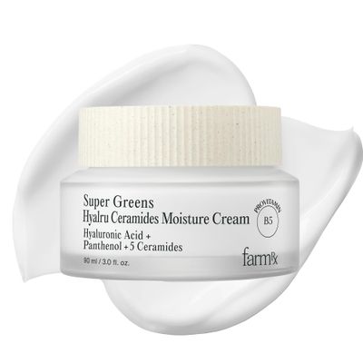 Farm Rx Super Greens Hyalru Ceramides Moisture Cream (3fl oz) - Rich Moisturizer, Strengthen Moisture Barrier, Deep Hydration. Korean Skin Care. Hyaluronic Acid, Panthenol, Vegan.