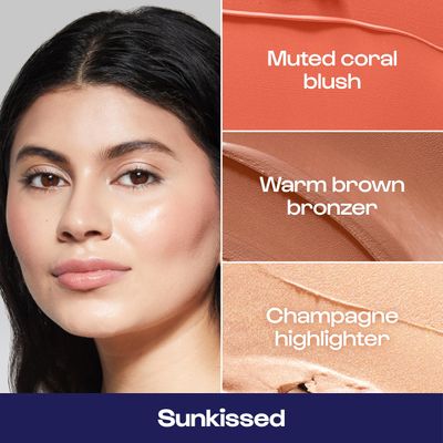 Alleyoop Stack The Odds - Multi-Use Face Palette -Sunkissed - Blush, Contour/Bronzer, Highlight and Mini Mirror - Blendable Cream to Natural Finish - Jojoba and Sunflower Oil - Cruelty-Free, and Vegan