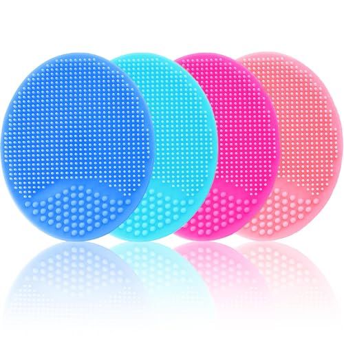 Face Scrubber, Facial Exfoliator, Face Scrub Brush, Soft Face Brush, Silicone Facial Cleansing Brush, Face Exfoliator Blackhead Acne Pore Cradle Cap Face Wash Brush for Deep Cleaning Care Skin 4 Pack