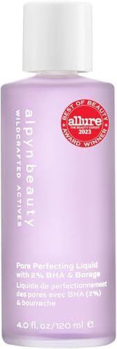 Alpyn Pore Perfecting Liquid Toner with 2% BHA &amp; Borage | Liquid Exfoliator to Minimize Pores, Calm &amp; Restore Skin&#39;s Natural pH | 4 oz / 120 ml