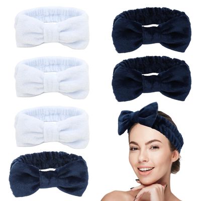 Aushamtai Spa Headbands for Women Microfiber Skincare Makeup Headband for Washing Face Terry Cloth Shower Bow Head Wrap (6 Pack)
