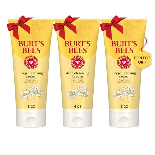 Burt&#39;s Bees Face Wash, Deep Facial Cleansing Cream, College Back to School Dorm Essentials, All Natural Cleanser with Chamomile, 6 Ounce (Pack of 3) (Packaging May Vary)